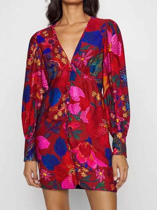 FARM Rio Dresses & Skirts - Farm Rio Snake Garden Red Floral Mini Dress NWT Large Tropical Boho